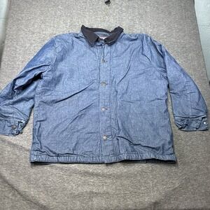 VTG Bob Barker Denim Jean Lined Barn Work Chore Prison Yard Jacket Size 2XL